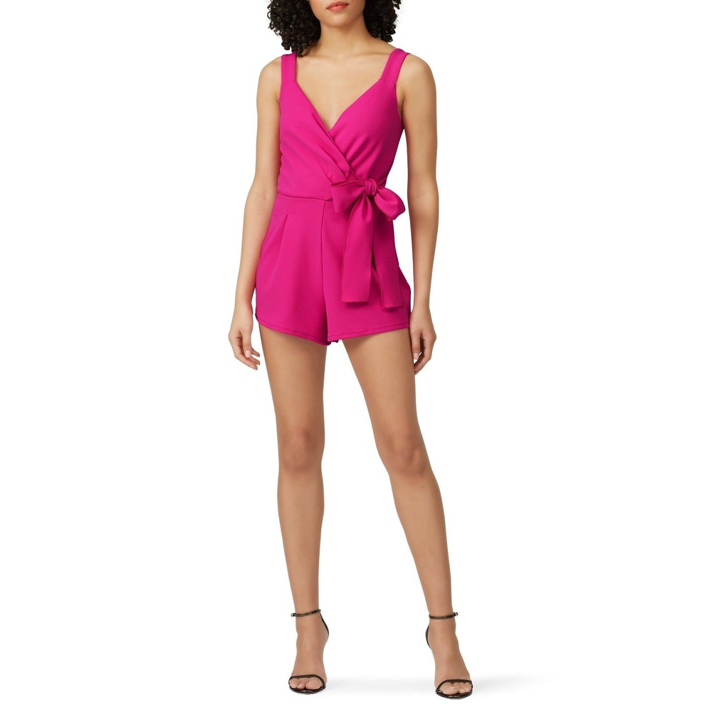 Great Jones Womens Wrap Bodice Bow Tie Romper Size M